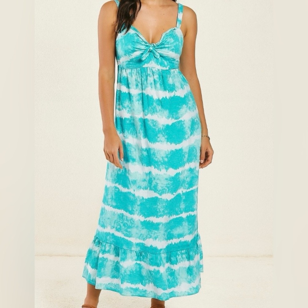 NWOT Faded Glory Tie Dye Tiered Ruffle Hem Smocked Cotton Back Maxi Dress XXL